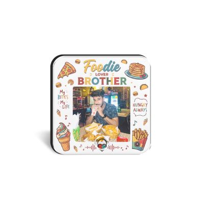 Personalized Foodie Lover Brother Musical Fridge Magnet Modern Gifting Item | Rechargeable Sound Magnet Funny Gift for Bhai Food Lover Bhai Gift for Food Enthusiast